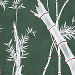 Обои ручная роспись Bamboo Argent on Edo Green painted silk варинант исполнения - 2 | Loft Concept в Кирове
