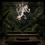 Люстра с тремя фигурами обезьян с лампочками в руках белого цвета Hanging Monkey варинант исполнения - 10 | Loft Concept в Кирове