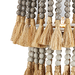 Подвесной светильник двухъярусный с декором из круглых деревянных бусин с кисточками Gray Brown Wooden Beads Chandelier варинант исполнения - 1 | Loft Concept в Кирове