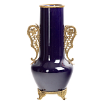 Ваза темно-синяя фарфоровая с бронзовыми ручками и ножками Eden Garden варинант исполнения - 1 | Loft Concept в Кирове