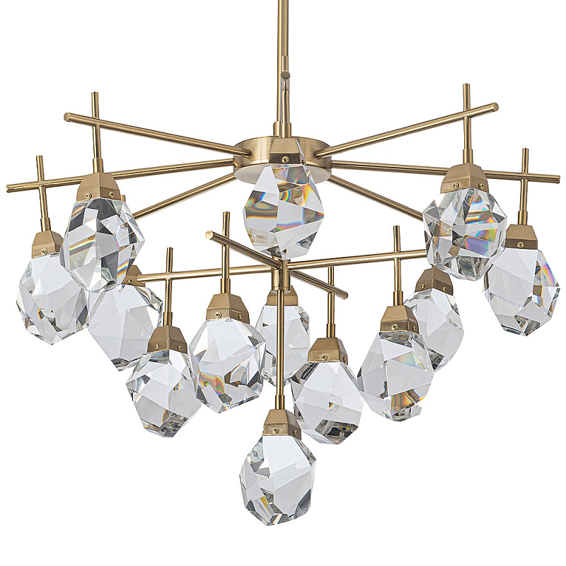 Люстра с хрустальными плафонами Esme Crystal Brass Chandelier Латунь Прозрачный Люстра с хрустальными плафонами Esme Crystal Brass Chandelier Латунь Прозрачный в Кирове | Loft Concept