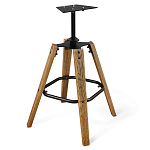 Барный стул со спинкой и металлической подставкой на 4-х деревянных ножках Синий Велюр Vendramin Chair варинант исполнения - 4 | Loft Concept в Кирове