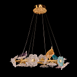 Люстра круглая на золотом каркасе с птичками и цветочным декором Miscellaneous herbs варинант исполнения - 2 | Loft Concept в Кирове