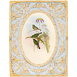 Декоративный постер с изображением птиц в раме с рельефным растительным узором Blooming Birds Poster варинант исполнения - 12 | Loft Concept в Кирове