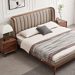 Кровать двуспальная с мягким изголовьем Moon Walnut Bed варинант исполнения - 1 | Loft Concept в Кирове