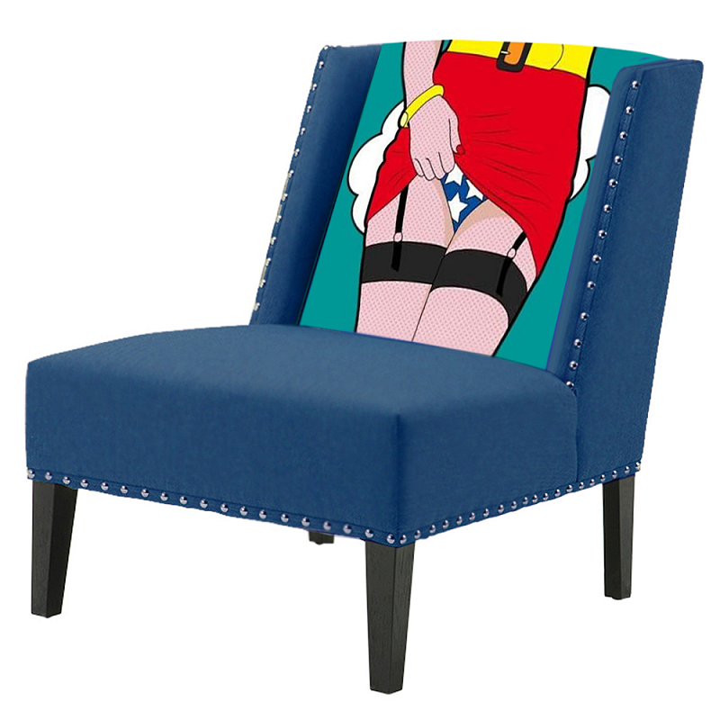 FUN Armchair "Super woman" Blue Дизайнерское кресло с цветным принтом Бирюзовый FUN Armchair "Super woman" Blue Дизайнерское кресло с цветным принтом Бирюзовый в Кирове | Loft Concept