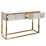 Консоль с ящиками зеркальная с золотым декором Gold Painted Mirror Console варинант исполнения - 2 | Loft Concept в Кирове