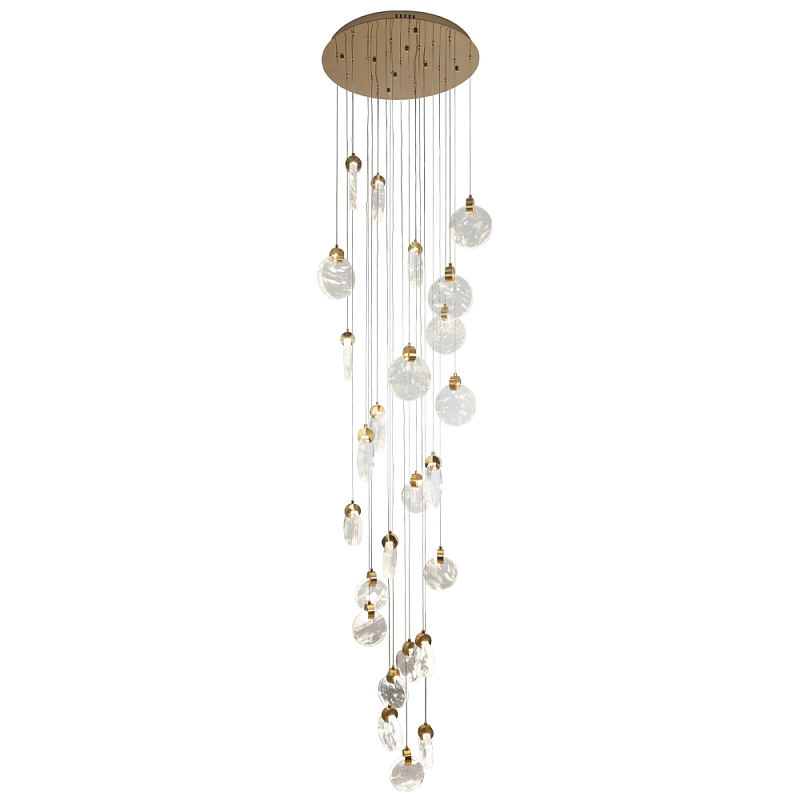Каскадная люстра с плафонами в виде круглых пластин из хрусталя Esme Round Plates Chandelier 25 Прозрачное Стекло Золотой Каскадная люстра с плафонами в виде круглых пластин из хрусталя Esme Round Plates Chandelier 25 Прозрачное Стекло Золотой в Кирове | Loft Concept