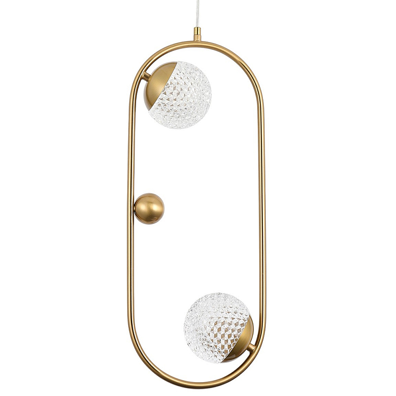 Подвесной светильник с 2-мя сферическими плафонами из рельефного акрила Pearls Suspension Hanging Lamp Латунь Прозрачный Подвесной светильник с 2-мя сферическими плафонами из рельефного акрила Pearls Suspension Hanging Lamp Латунь Прозрачный в Кирове | Loft Concept