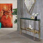 Консоль овальной формы золотая с полкой для хранения Craig варинант исполнения - 4 | Loft Concept в Кирове