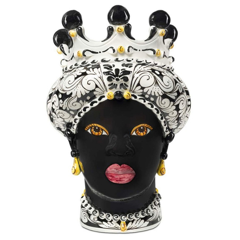 Ваза Vase Moro Lady Ornate Black Черный Белый Ваза Vase Moro Lady Ornate Black Черный Белый в Кирове | Loft Concept