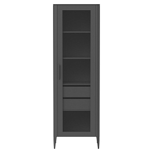 Витрина темно-серая со стеклянной дверью с 4-мя полками и 2-мя ящиками Type 