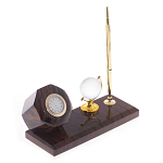 Настольный письменный набор с глобусом и ручкой из натурального обсидиана World Globe варинант исполнения - 2 | Loft Concept в Кирове