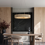 Люстра круглая из толстых деревянных реек Natural Style варинант исполнения - 4 | Loft Concept в Кирове