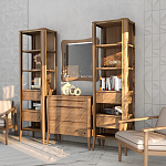 Витрина левая из массива дуба с 5-ю полками и 2-мя ящиками Tasteful Furniture варинант исполнения - 3 | Loft Concept в Кирове