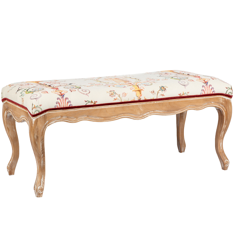 Банкетка из массива бука бежевая с растительным орнаментом Raffael Beige Floral Banquette Бежевый Мульти Светлый дуб Банкетка из массива бука бежевая с растительным орнаментом Raffael Beige Floral Banquette Бежевый Мульти Светлый дуб в Кирове | Loft Concept
