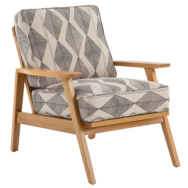Кресло с каркасом из массива дуба Deniaud Oak Rhombus Beige Armchair Светлый дуб Бежевый Кресло с каркасом из массива дуба Deniaud Oak Rhombus Beige Armchair Светлый дуб Бежевый в Кирове | Loft Concept