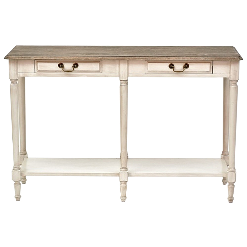 Деревянная консоль с двумя ящиками Margery Provence Console Table Бежевый Дуб темный Деревянная консоль с двумя ящиками Margery Provence Console Table Бежевый Дуб темный в Кирове | Loft Concept