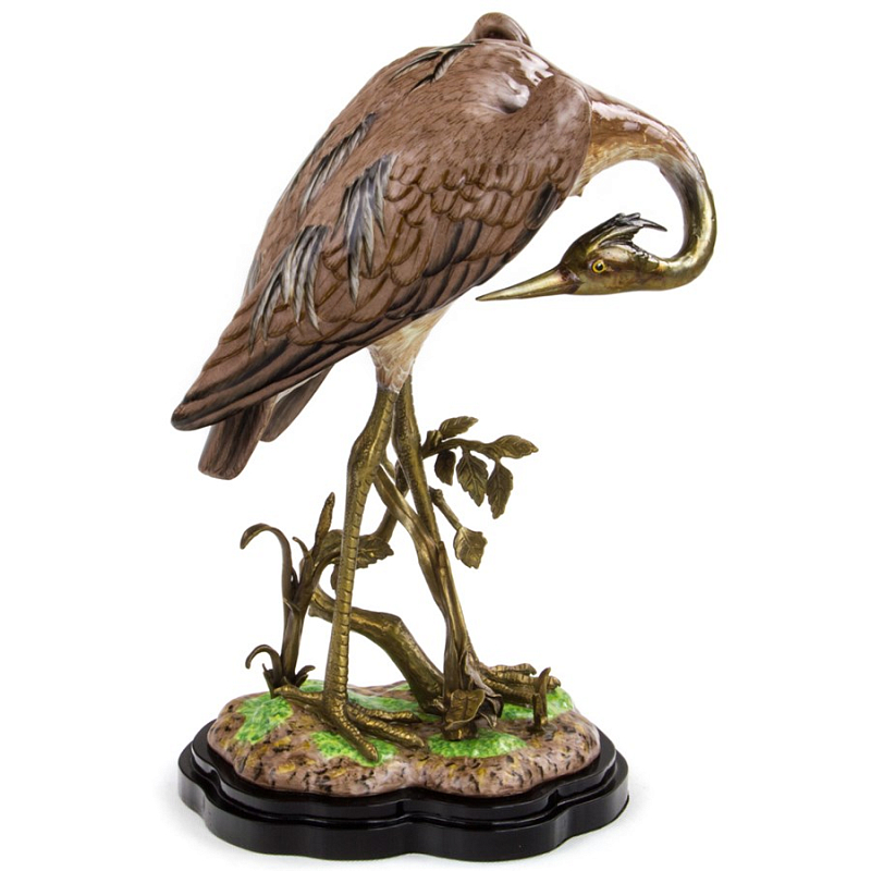 Статуэтка Porcelain Heron Коричневый Бронза Статуэтка Porcelain Heron Коричневый Бронза в Кирове | Loft Concept