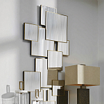 Золотое зеркальное панно из зеркальных квадратов Overlapping варинант исполнения - 2 | Loft Concept в Кирове