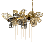 Люстра подвесная с 22-мя гранёными стеклянными плафонами с вертикальными подвесками Gilded Mirage  варинант исполнения - 7 | Loft Concept в Кирове