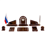 Настольный письменный набор с часами из природного камня обсидиана  Contract Extended варинант исполнения - 1 | Loft Concept в Кирове