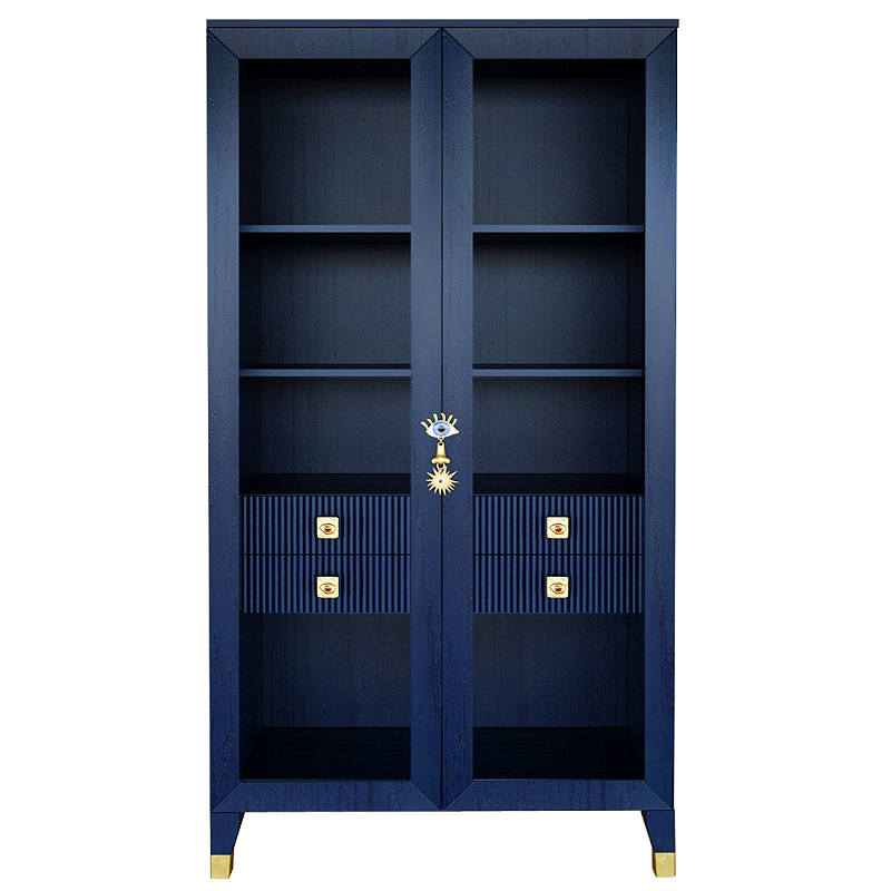 Дизайнерский шкаф витрина Elsa Dreams Blue с 4-мя ящиками Синий Золотой в Кирове | Loft Concept 