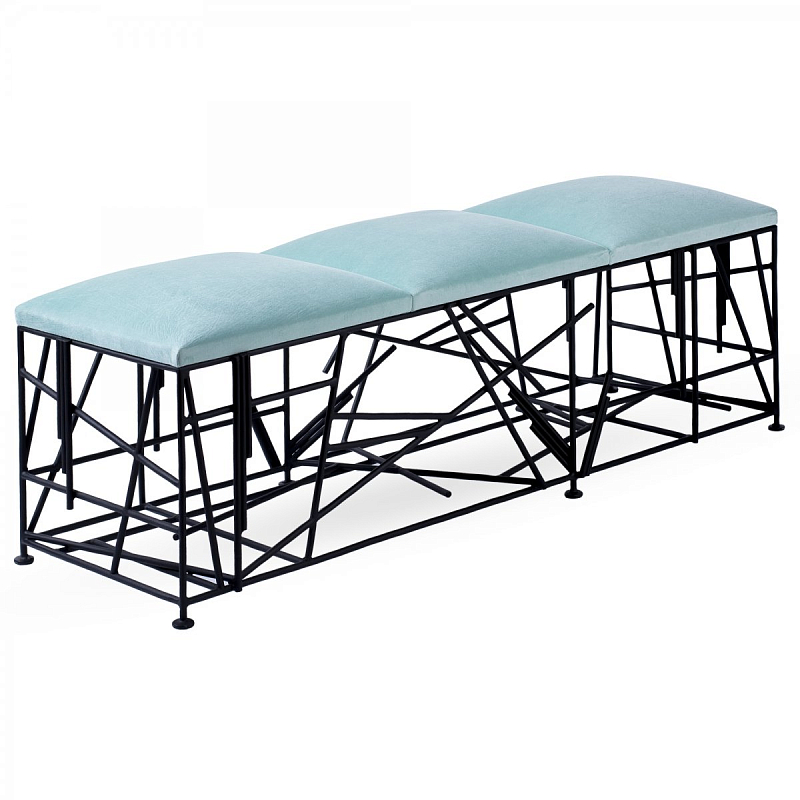 Банкетка Kelly Wearstler TURMONT BENCH Черный матовый Светло-голубой Банкетка Kelly Wearstler TURMONT BENCH Черный матовый Светло-голубой в Кирове | Loft Concept