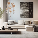 Люстра с плафонами из прозрачного и янтарного стекла в виде шаров и ромбов Gabriel Scott Luna варинант исполнения - 12 | Loft Concept в Кирове