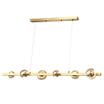 Люстра светодиодная линейная с 6-ю круглыми плафонами коньячного цвета Iona Chandelier Brass  варинант исполнения - 1 | Loft Concept в Кирове