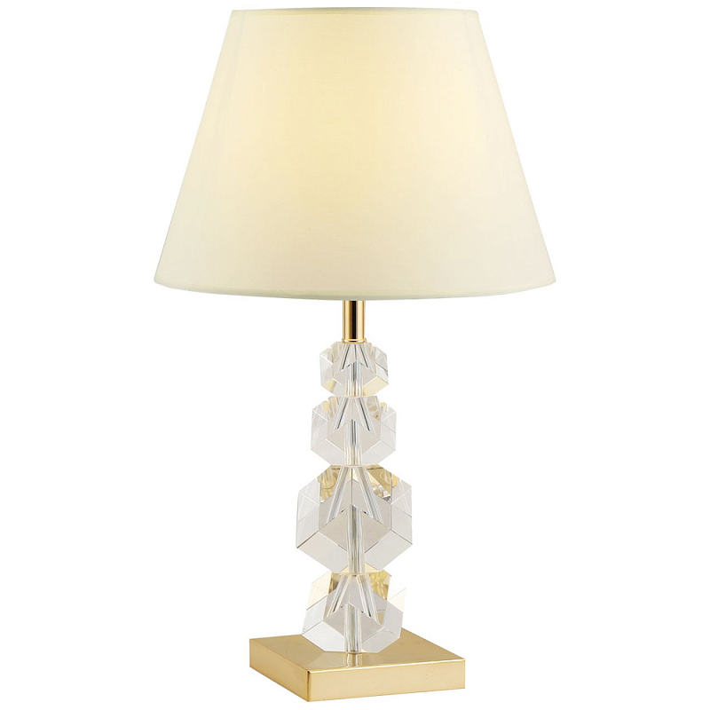 Настольная лампа с абажуром и основанием из хрусталя Neri Crystal Cubes Gold Table Lamp Бежевый Золотой Прозрачный Настольная лампа с абажуром и основанием из хрусталя Neri Crystal Cubes Gold Table Lamp Бежевый Золотой Прозрачный в Кирове | Loft Concept