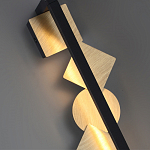 Бра вертикальное черного цвета с золотыми кругами и квадратами Gravyura варинант исполнения - 2 | Loft Concept в Кирове