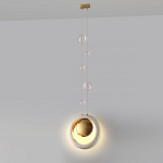 Подвесной светильник с бежевым текстурным кольцом и латунным шаром в центре Tactile  варинант исполнения - 5 | Loft Concept в Кирове