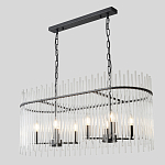 Люстра подвесная овальная со стеклянными прозрачными трубками и металлическим каркасом черного цвета Nembus варинант исполнения - 5 | Loft Concept в Кирове