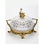 Конфетница из прозрачного рельефного стекла с ручкой и фигуркой лебедя Eden Garden варинант исполнения - 2 | Loft Concept в Кирове