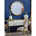 Зеркало круглое в фактурной золотистой раме из металла Mirror Golden Placer варинант исполнения - 2 | Loft Concept в Кирове