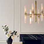 Люстра золотая с 16-ю тонкими цилиндрическими плафонами Shoulders варинант исполнения - 3 | Loft Concept в Кирове