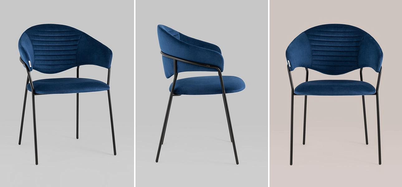 Стул Alexis Chair Синий Велюр Стул Alexis Chair Синий Велюр - Loft-Concept в Кирове