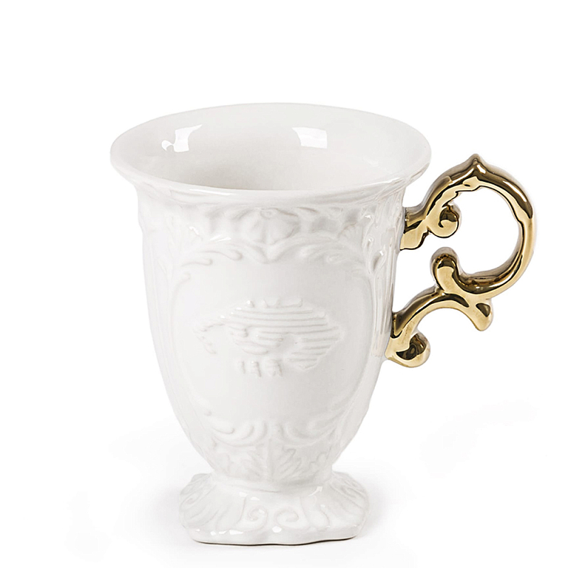 Кружка Seletti I-Mug Gold Белый Золотой в Кирове | Loft Concept 