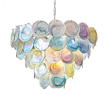 Люстра с каскадом из круглых разноцветных стеклянных дисков Mother of Pearl Iridescence варинант исполнения - 5 | Loft Concept в Кирове