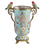 Ваза с двумя птичками из фарфора с бронзовыми элементами Garden of Eden варинант исполнения - 1 | Loft Concept в Кирове