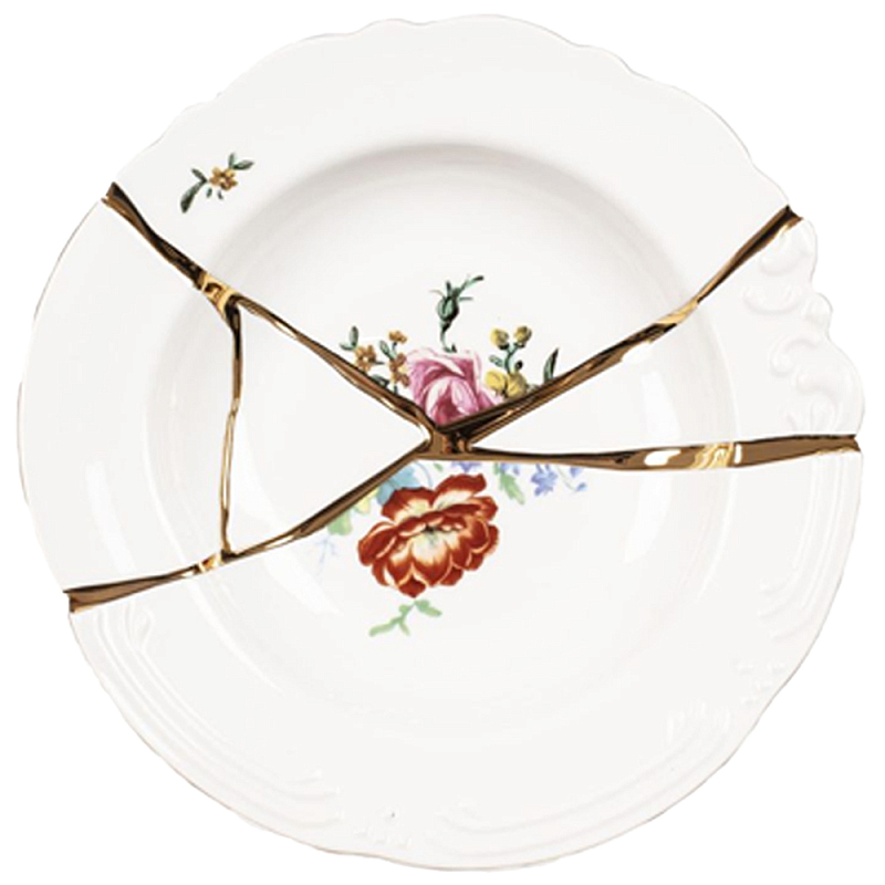 Тарелка глубокая Seletti Kintsugi Белый Золотой Мульти Тарелка глубокая Seletti Kintsugi Белый Золотой Мульти в Кирове | Loft Concept