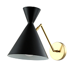 Бра черного цвета с конусообразным плафоном на золотом основании Loft Metal варинант исполнения - 1 | Loft Concept в Кирове