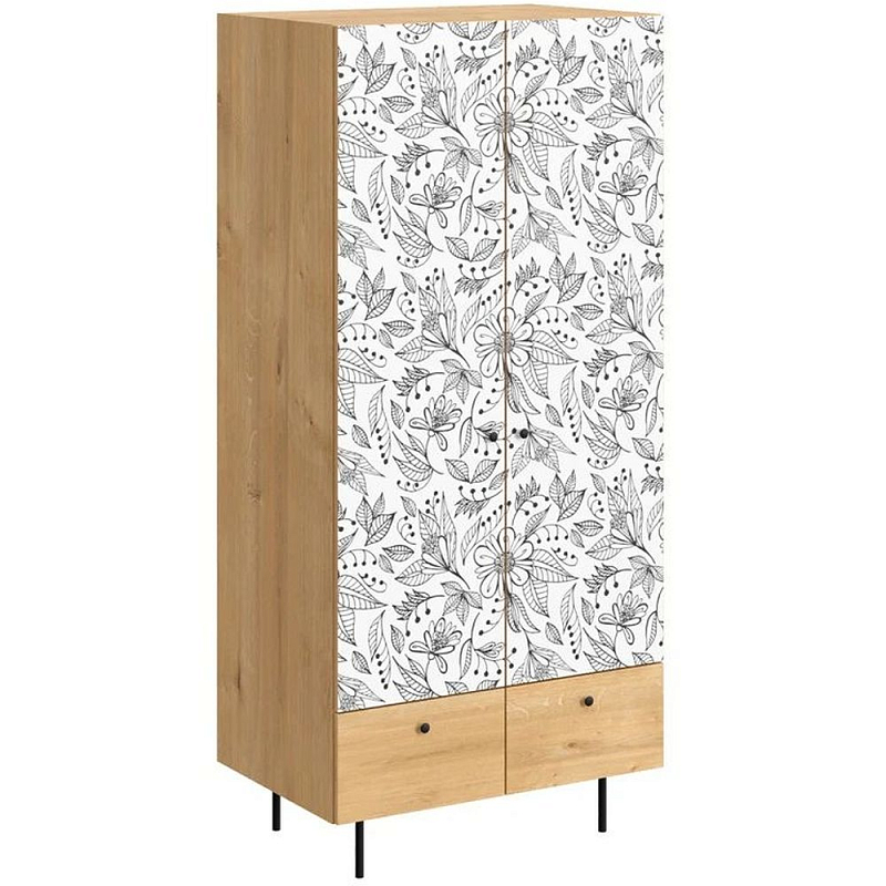 Шкаф с принтом Floral notes С принтом, робиния брэнсон Черный Белый Шкаф с принтом Floral notes С принтом, робиния брэнсон Черный Белый в Кирове | Loft Concept