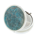 Таблетница карманная круглая с 3-мя отделениями и накладкой из натурального камня Апатит Голубой Silver Stone Pillboxes варинант исполнения - 2 | Loft Concept в Кирове