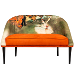 Диван двухместный из натурального бука оранжевый с цветным принтом Impressionism in Art варинант исполнения - 1 | Loft Concept в Кирове