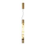 Подвесной светильник цилиндрической формы с плафоном из алебастра и металлическими торцами Латунь 60 см Cryptocrystalline Stone варинант исполнения - 2 | Loft Concept в Кирове