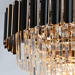 Люстра из черного металла с многоярусными подвесками из прозрачного хрусталя на золотой цепи Empire Black Chandelier Crystal варинант исполнения - 6 | Loft Concept в Кирове