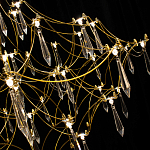 Люстра подвесная с изогнутым металлическим каркасом и множеством хрустальных подвесок Золото Диаметр 80 см Quasar варинант исполнения - 1 | Loft Concept в Кирове