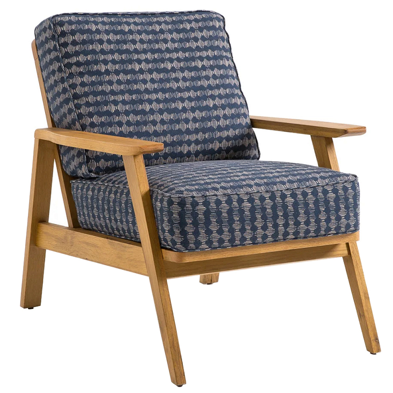 Кресло с каркасом из массива дуба Deniaud Oak Blue Print Armchair Синий Древесина Кресло с каркасом из массива дуба Deniaud Oak Blue Print Armchair Синий Древесина в Кирове | Loft Concept